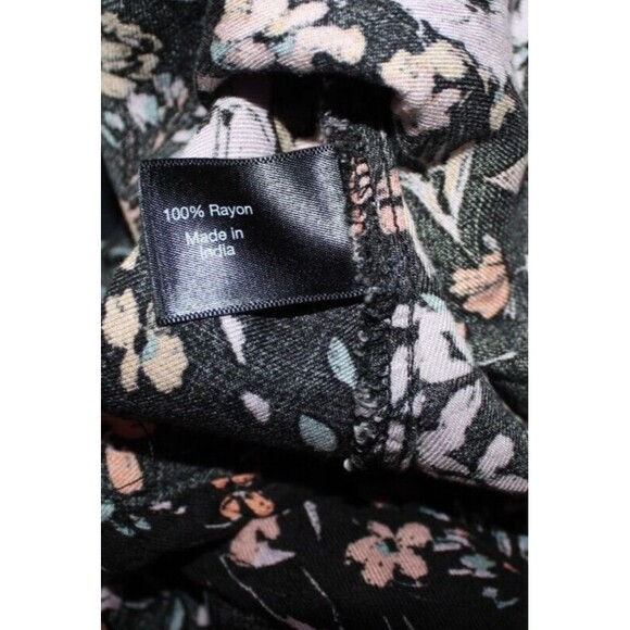 Lane Bryant Long Sleeve Elastic Cuffs Peplum Blouse Shirt Sz 22/24 Black Floral - Picture 7 of 7